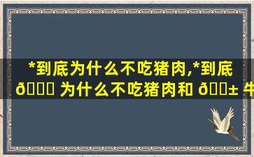 *
到底为什么不吃猪肉,*
到底 🐒 为什么不吃猪肉和 🐱 牛肉